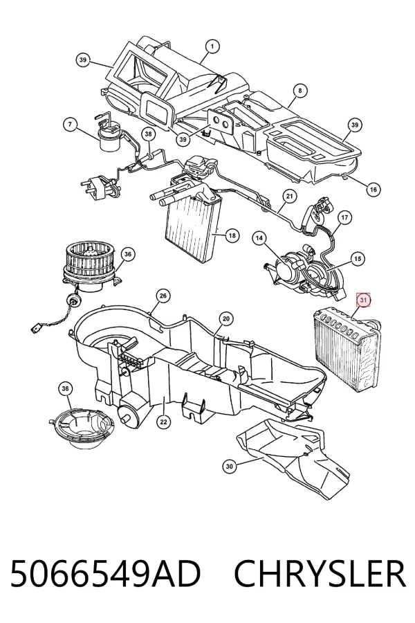 Parownik klimatyzacji 5066549AD Chrysler
