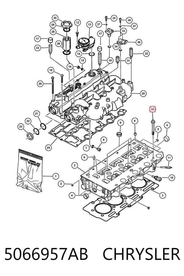 Śruba głowicy cylindrów 5066957AB Chrysler