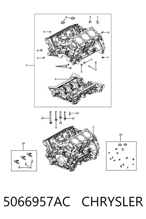 Śruba głowicy cylindrów 5066957AC Chrysler