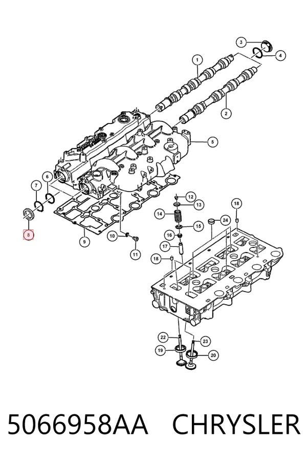 Uszczelniacz wałka rozrządu silnika 5066958AA Chrysler
