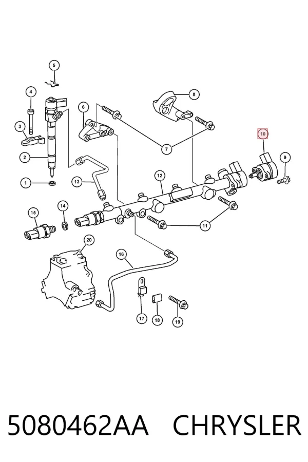 Regulator ciśnienia paliwa w listwie paliwowej 5080462AA Chrysler