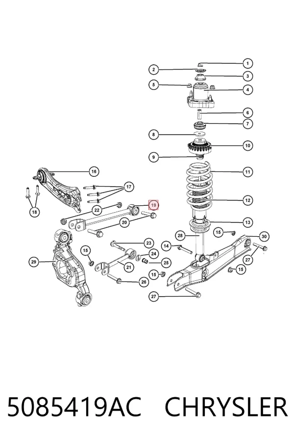 Wahacz zawieszenia tylnego poprzeczny 5085419AC Chrysler
