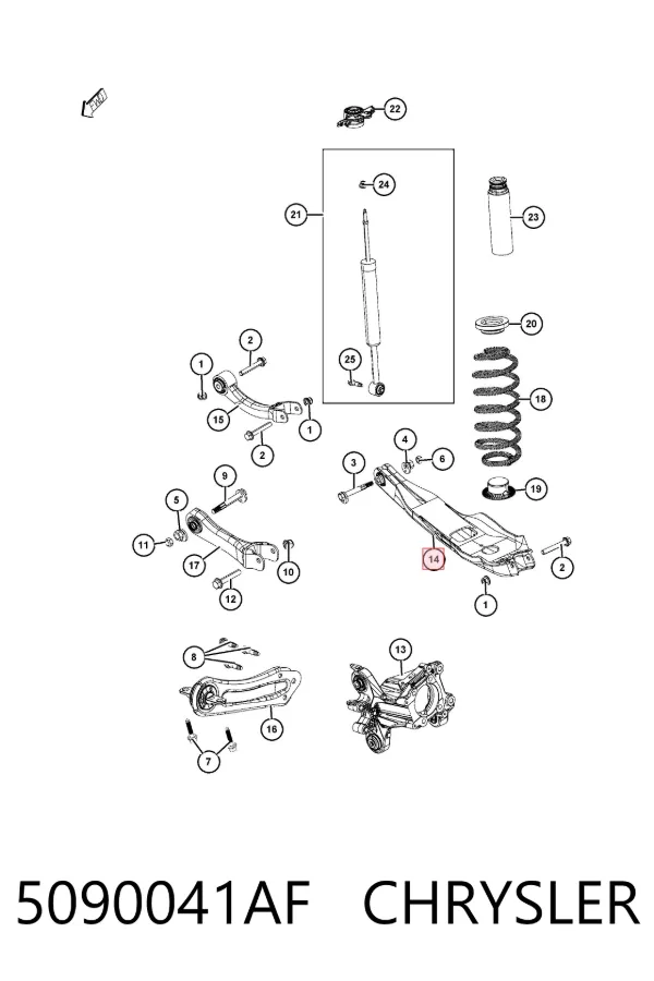 Wahacz zawieszenia tylnego dolny lewy/prawy 5090041AF Chrysler