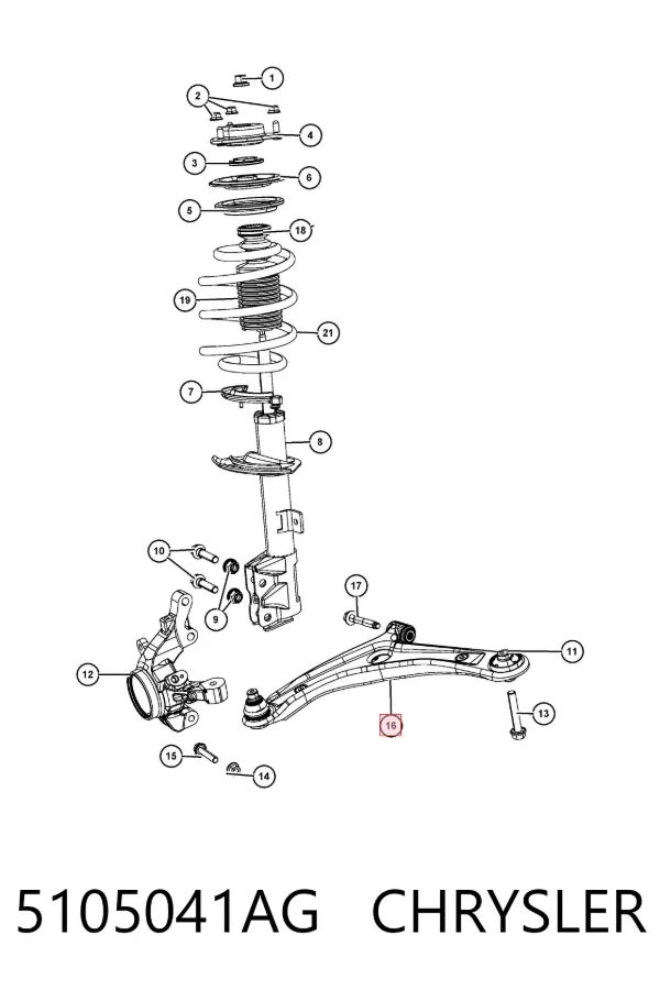 Wahacz zawieszenia przedniego dolny lewy 5105041AG Chrysler