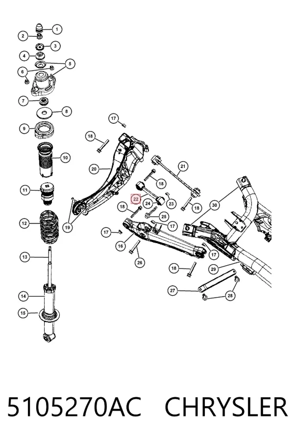 Drążek poprzeczny zawieszenia tylnego 5105270AC Chrysler