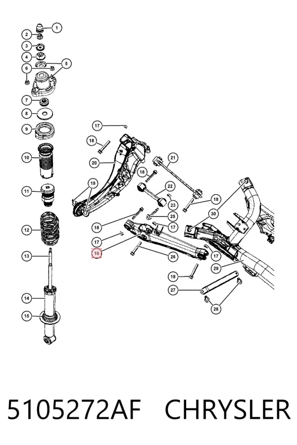 Wahacz zawieszenia tylnego dolny lewy/prawy 5105272AF Chrysler