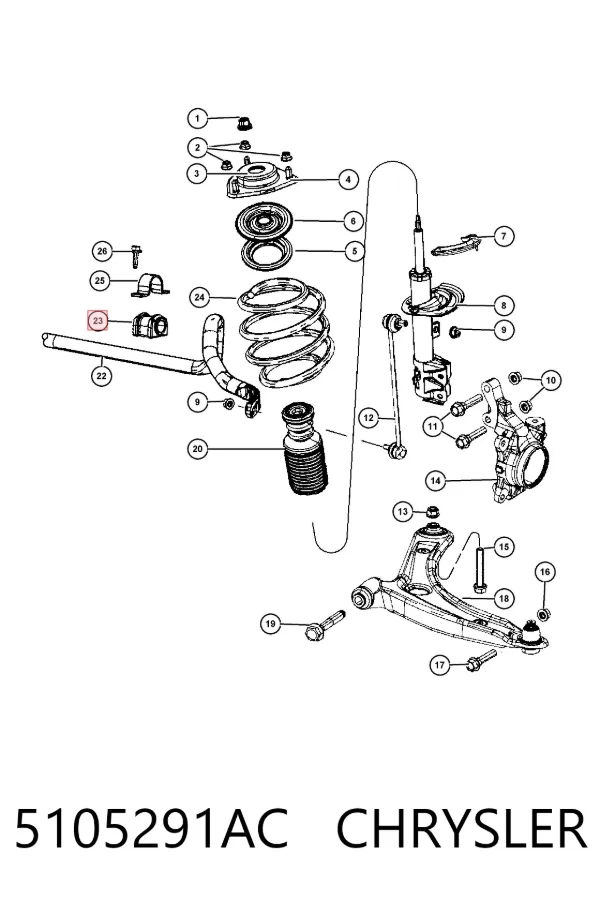 Tuleja stabilizatora przedniego 5105291AC Chrysler