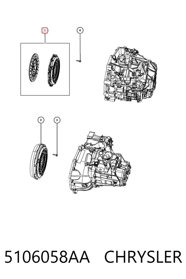 Zestaw sprzęgła (3 części) 5106058AA Chrysler