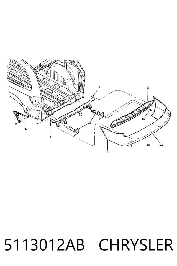 Wzmocnienie zderzaka tylnego Chrysler Voyager III