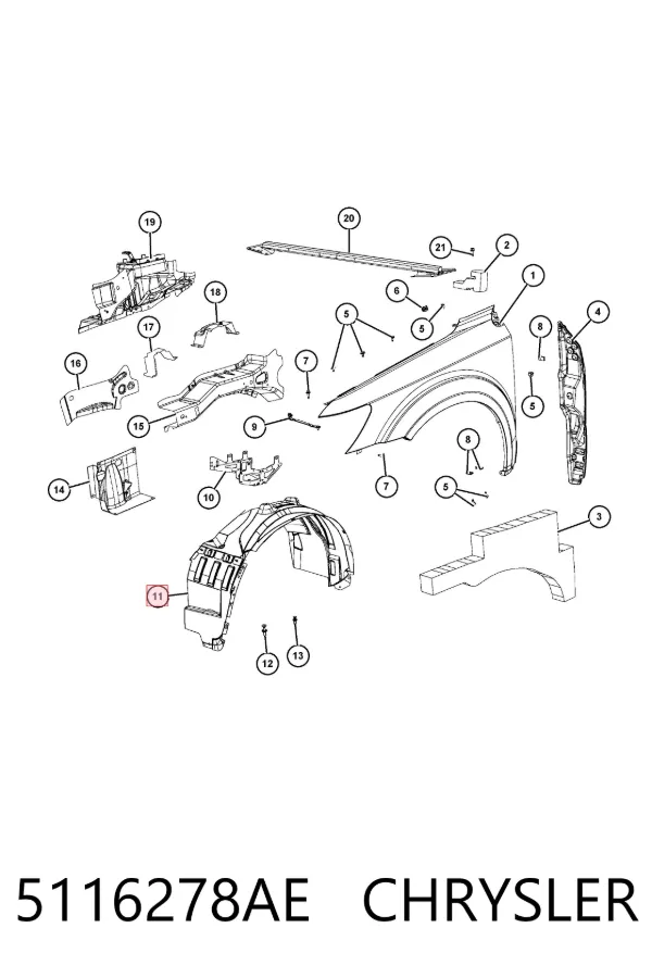 Nadkole błotnika przedniego prawe 5116278AE Chrysler