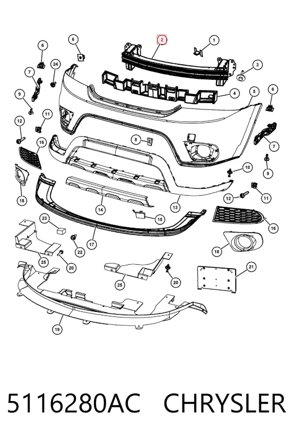 Wzmocnienie zderzaka przedniego 5116280AC Chrysler
