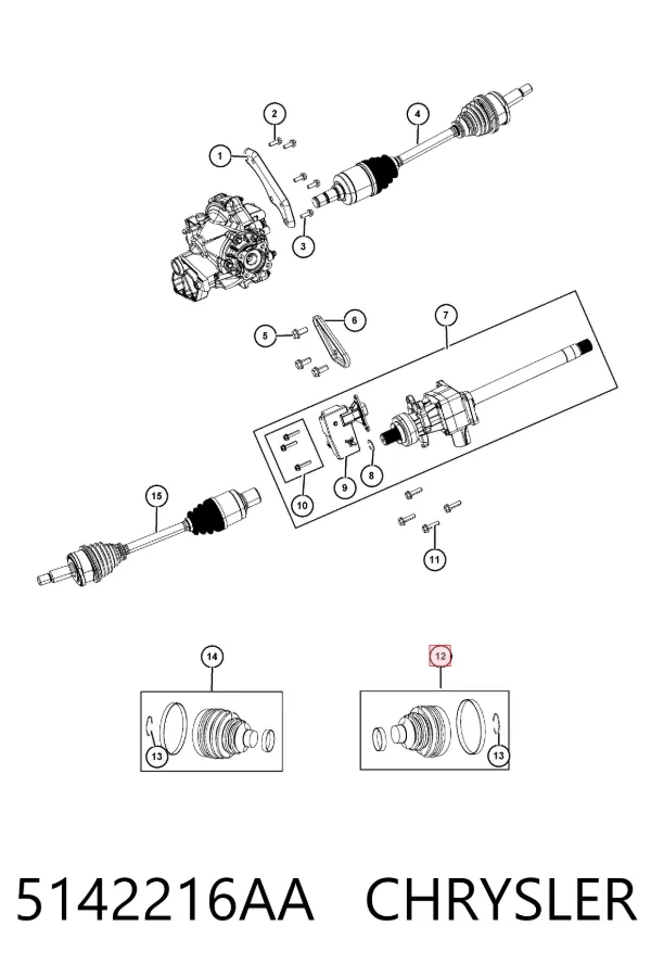 Osłona przegubu homokinetycznego półosi przedniej wewnętrzna 5142216AA Chrysler