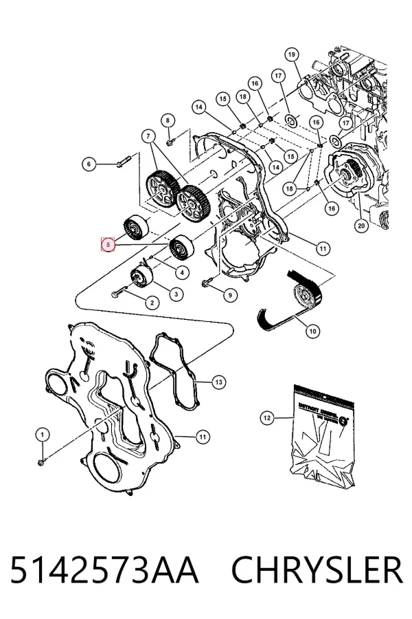 Rolka prowadząca kierunkowa paska rozrządu 5142573AA Chrysler