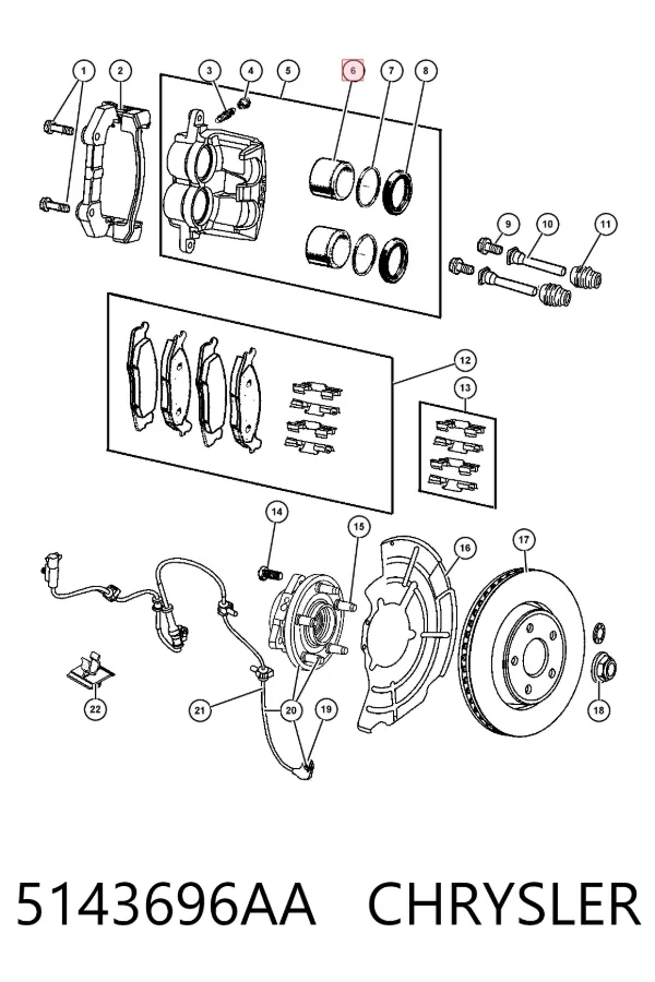 Tłoczek zacisku hamulcowego przedniego 5143696AA Chrysler