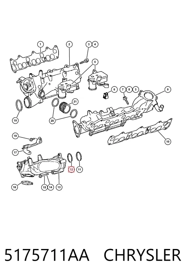 Uszczelka kolektora ssącego górna 5175711AA Chrysler