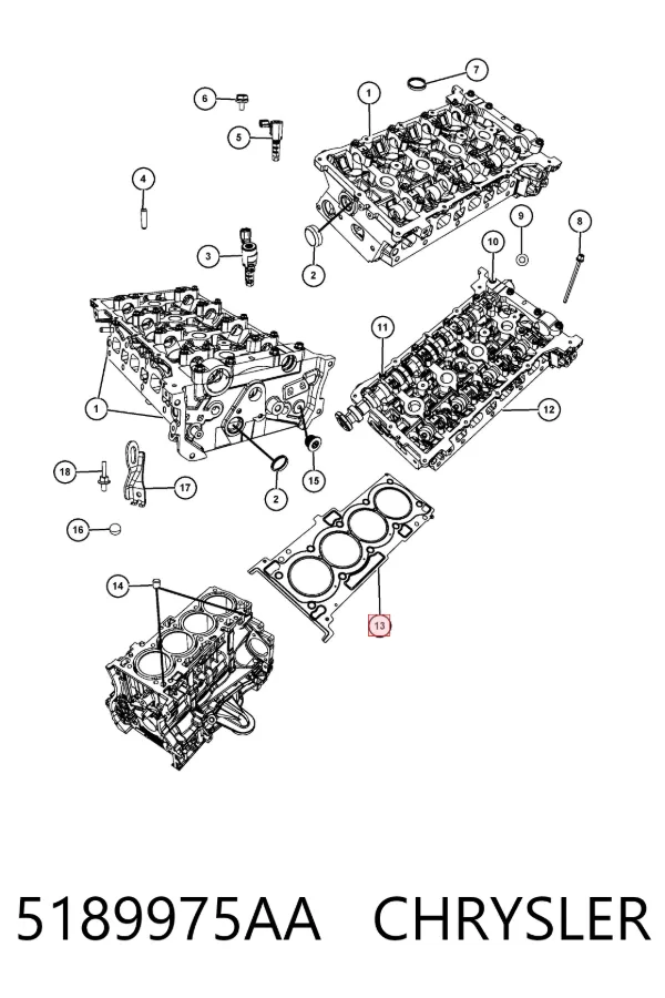 Uszczelka głowicy cylindrów 5189975AA Chrysler