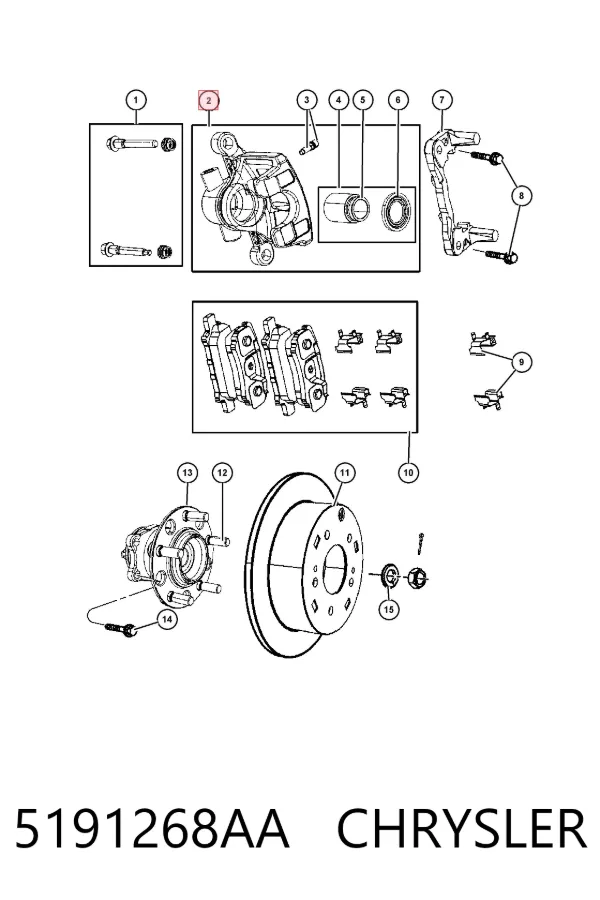 Zacisk hamulcowy tylny prawy 5191268AA Chrysler