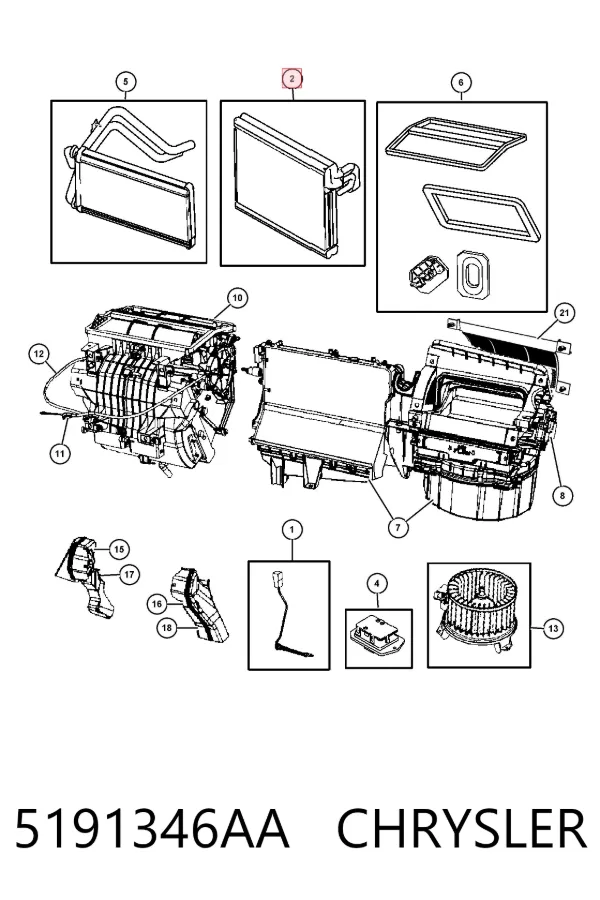 Parownik klimatyzacji 5191346AA Chrysler