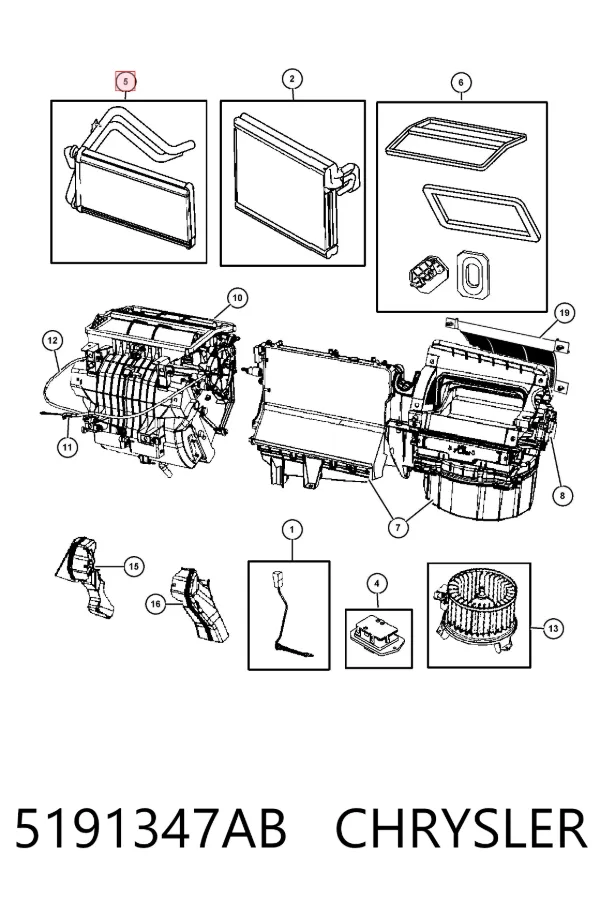 Chłodnica nagrzewnicy (ogrzewacza) 5191347AB Chrysler