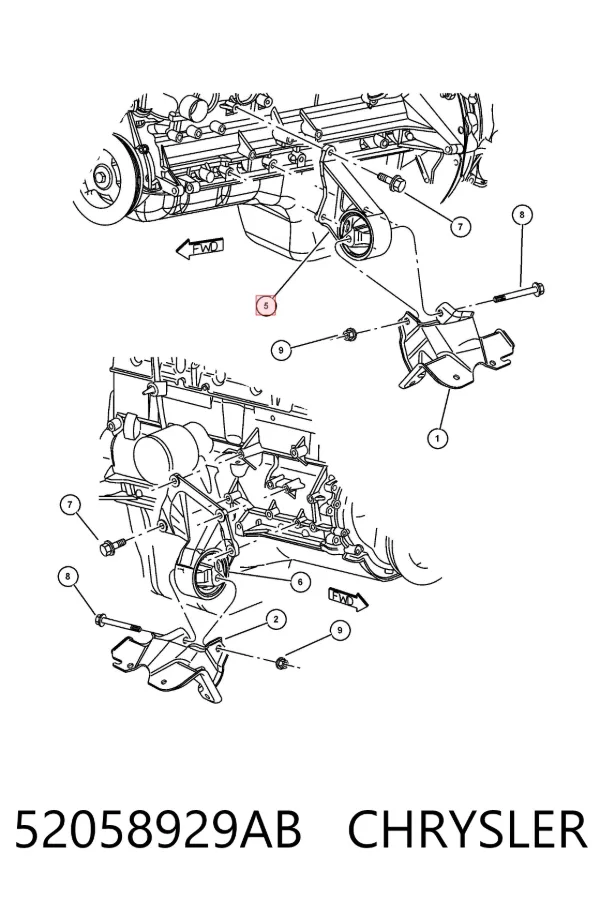 Poduszka (podpora) silnika lewa 52058929AB Chrysler