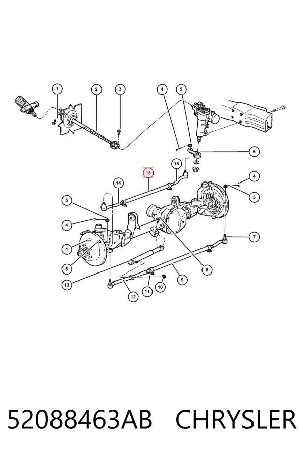 Drążek kierowniczy środkowy tylny 52088463AB Chrysler