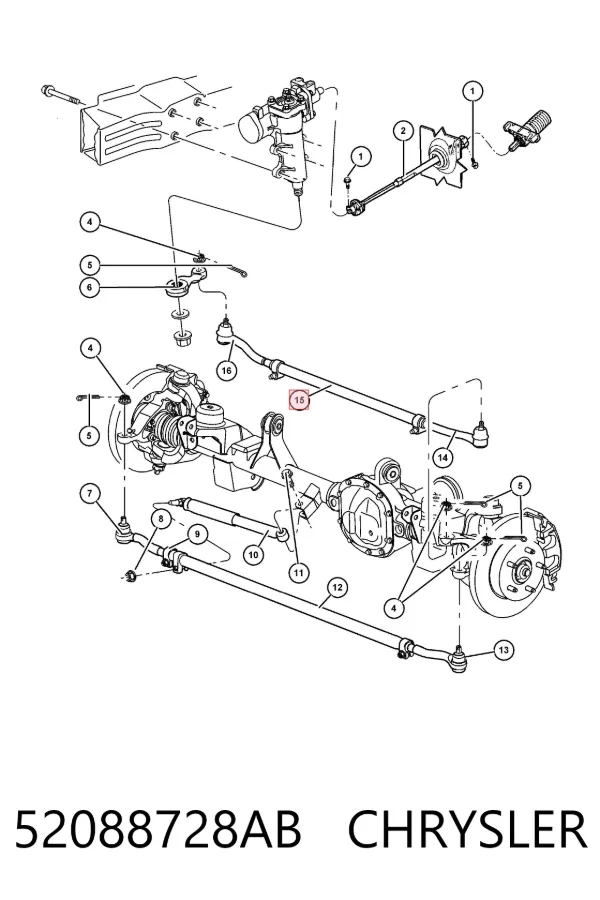 Drążek kierowniczy środkowy tylny 52088728AB Chrysler