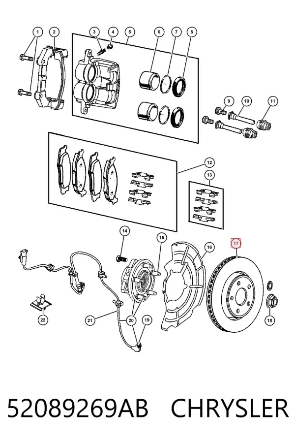 Tarcza hamulcowa przednia 52089269AB Chrysler
