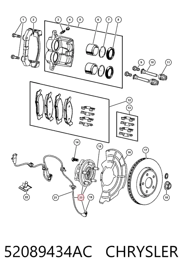 Piasta przednia 52089434AC Chrysler