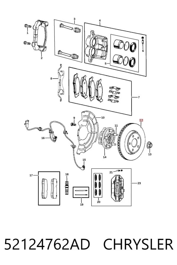 Tarcza hamulcowa przednia 52124762AD Chrysler