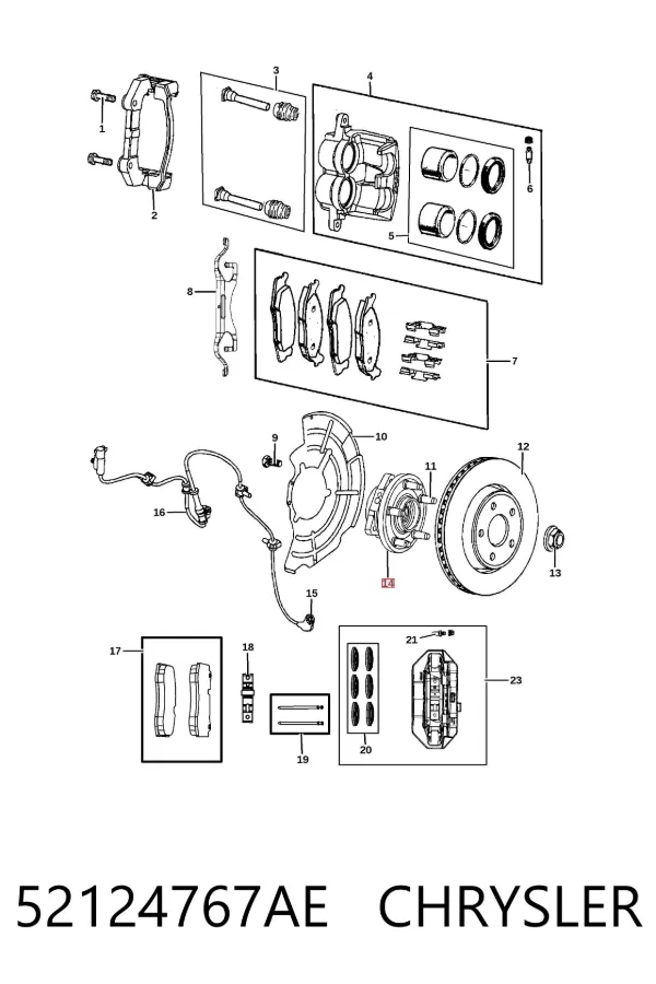 Piasta przednia 52124767AE Chrysler
