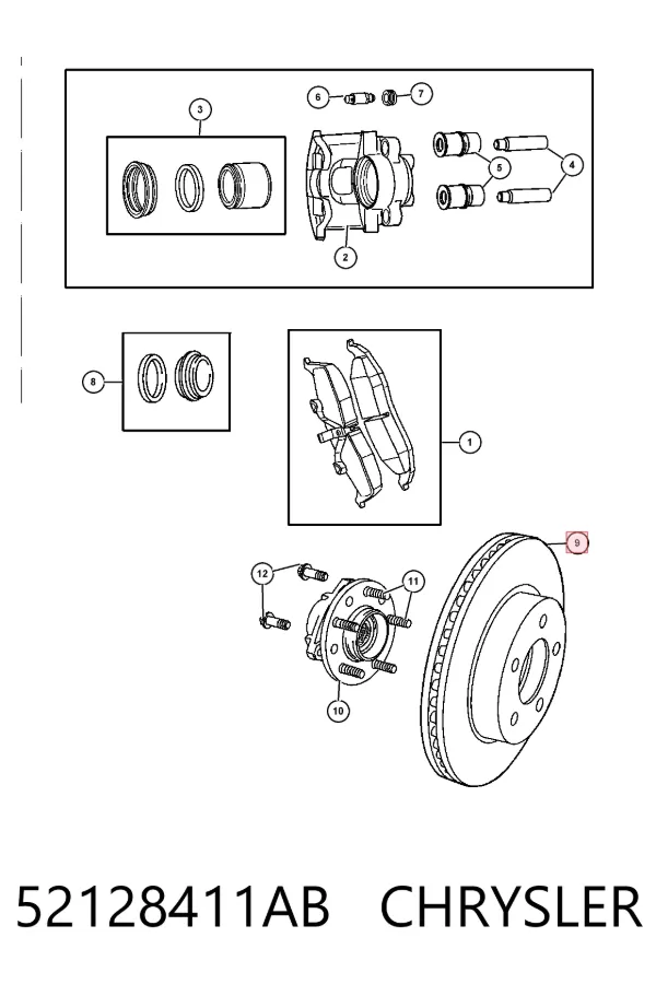 Tarcza hamulcowa tylna 52128411AB Chrysler