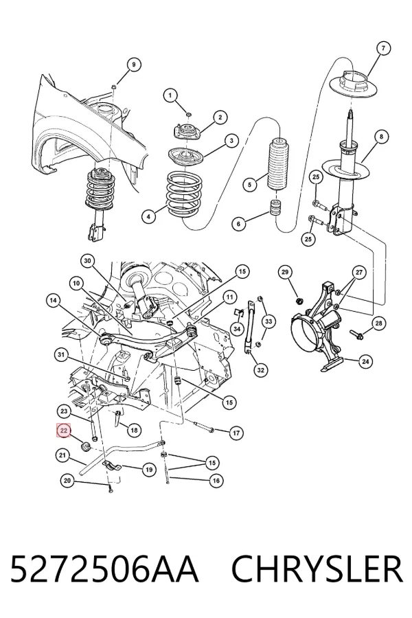 Tuleja stabilizatora przedniego 5272506AA Chrysler