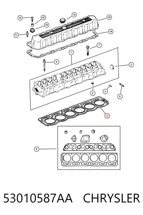 Uszczelka głowicy cylindrów 53010587AA Chrysler