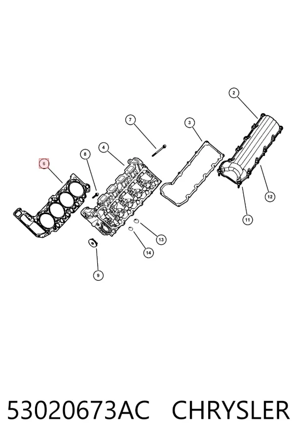 Uszczelka głowicy cylindrów 53020673AC Chrysler