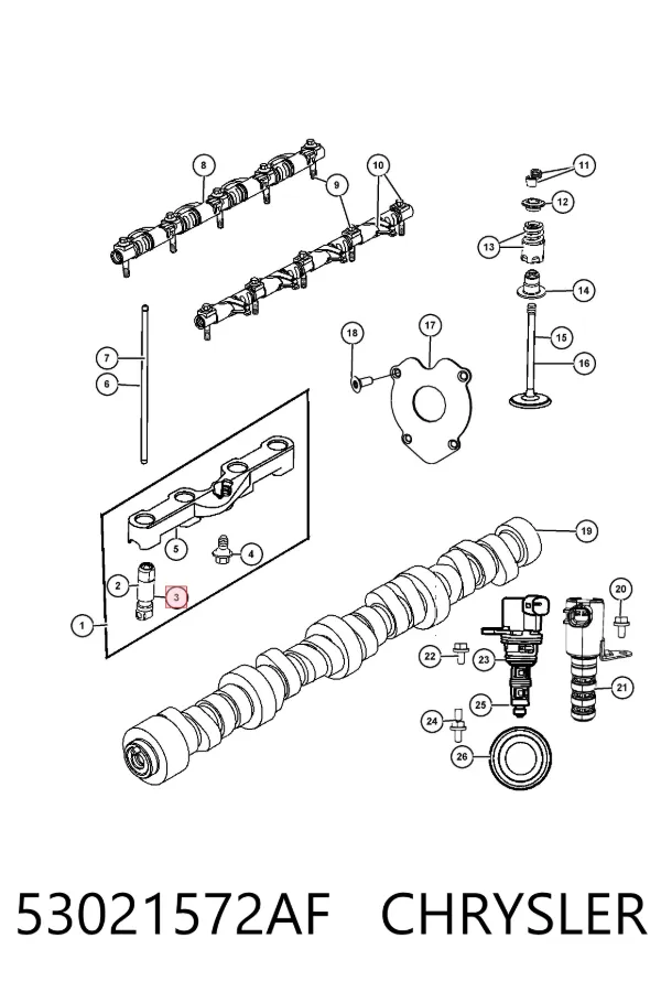 Kompensator hydrauliczny (popychacz hydrauliczny), popychacz zaworu 53021572AF Chrysler