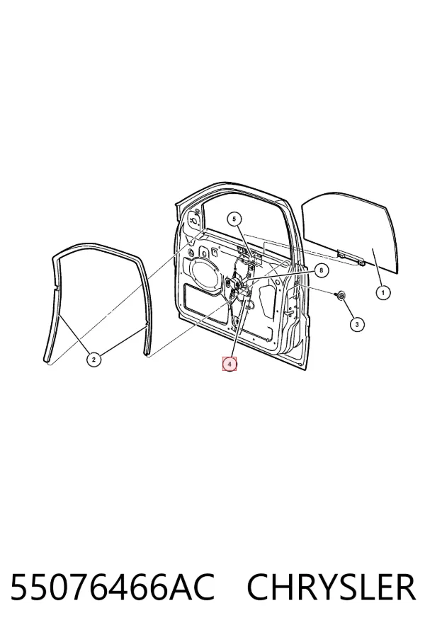 Mechanizm podnoszenia szyby drzwi przednich prawych 55076466AC Chrysler