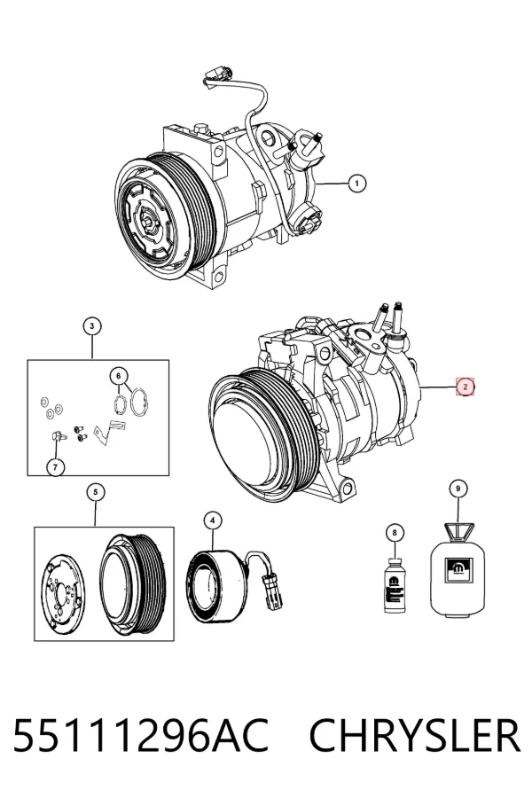 Sprężarka klimatyzacji 55111296AC Chrysler