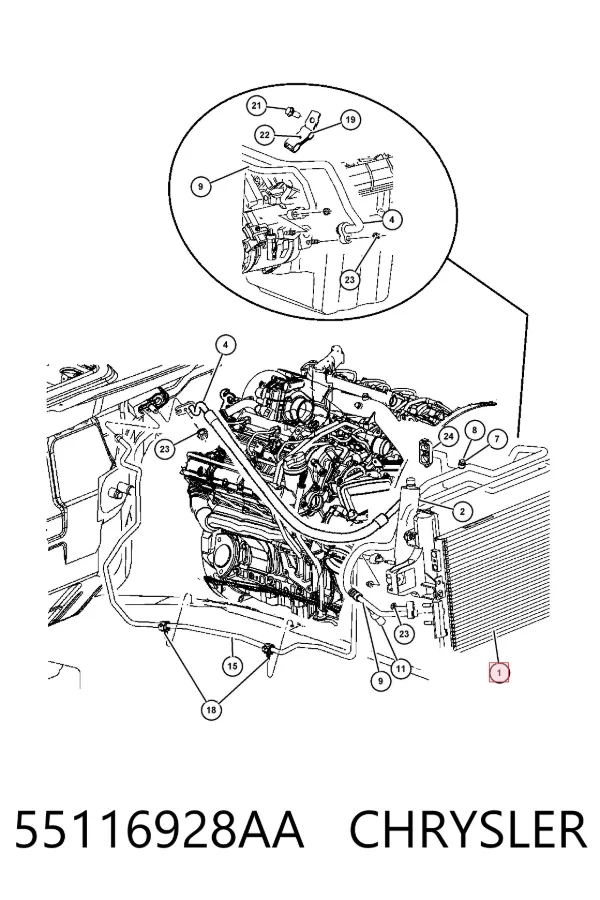 Chłodnica klimatyzacji 55116928AA Chrysler