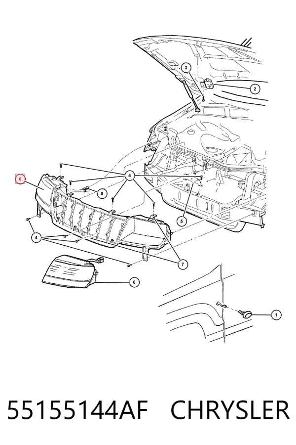 Reflektor prawy 55155144AF Chrysler
