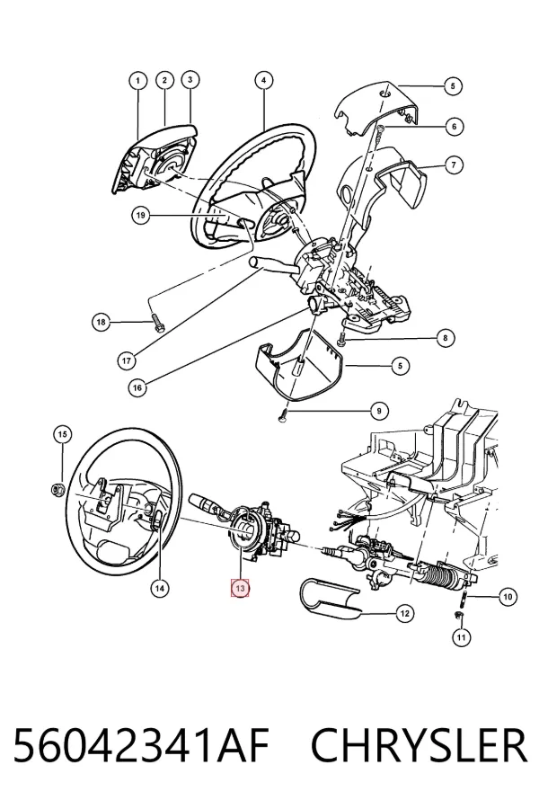 Pierścień kontaktowy AIRBAG, taśma kierownicy 56042341AF Chrysler