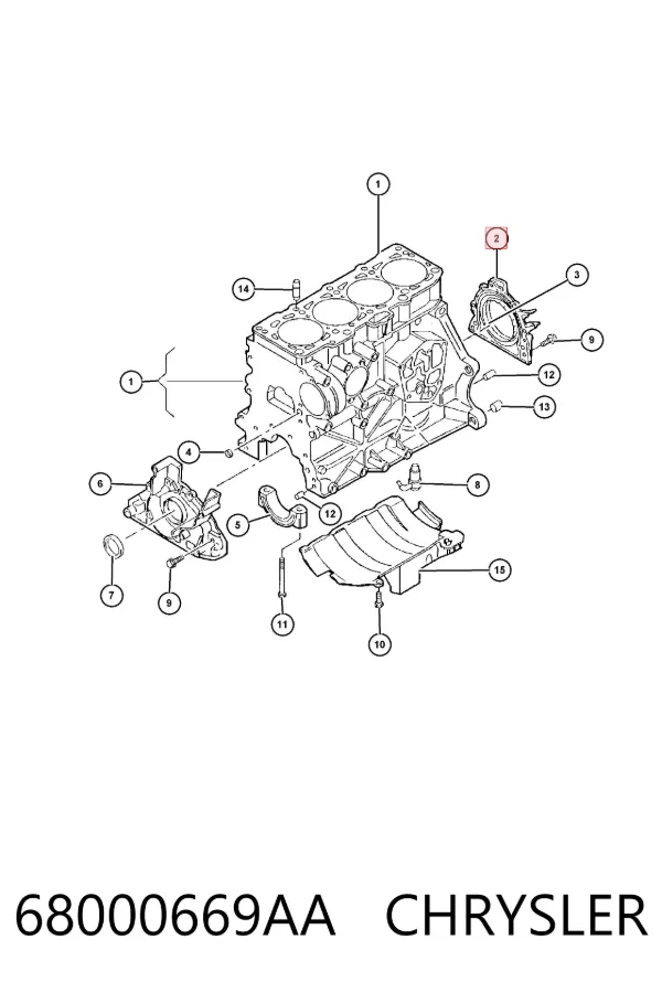 Uszczelniacz wału korbowego silnika tylny 68000669AA Chrysler