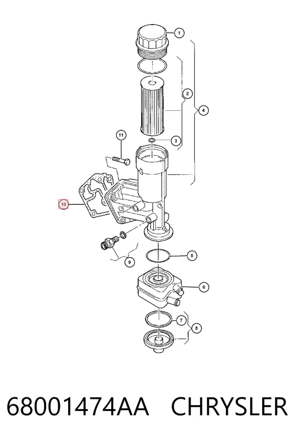 Uszczelka adaptera filtra oleju 68001474AA Chrysler