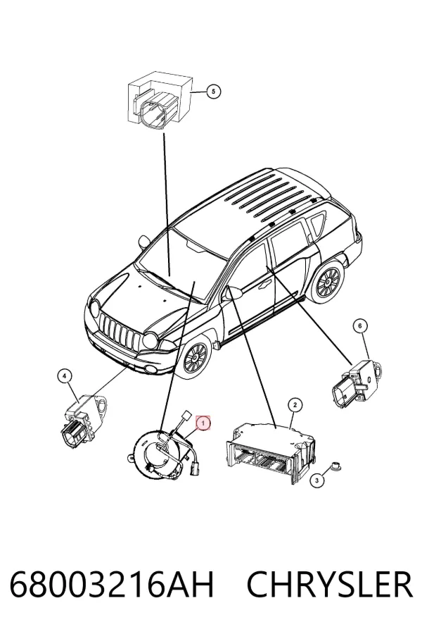 Pierścień kontaktowy AIRBAG, taśma kierownicy 68003216AH Chrysler