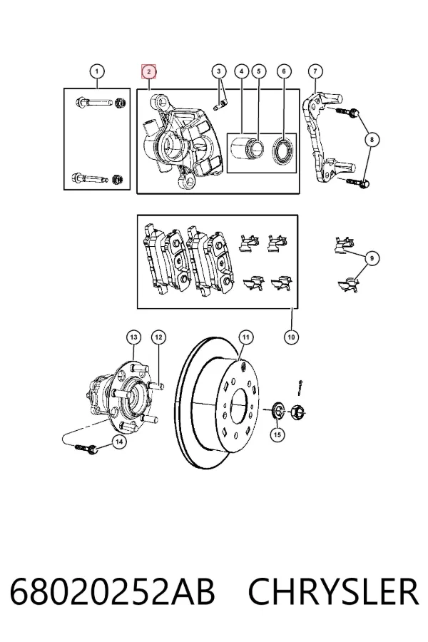 Zacisk hamulcowy tylny prawy 68020252AB Chrysler