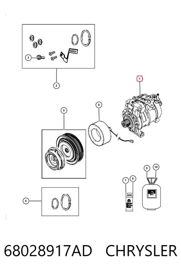 Sprężarka klimatyzacji 68028917AD Chrysler