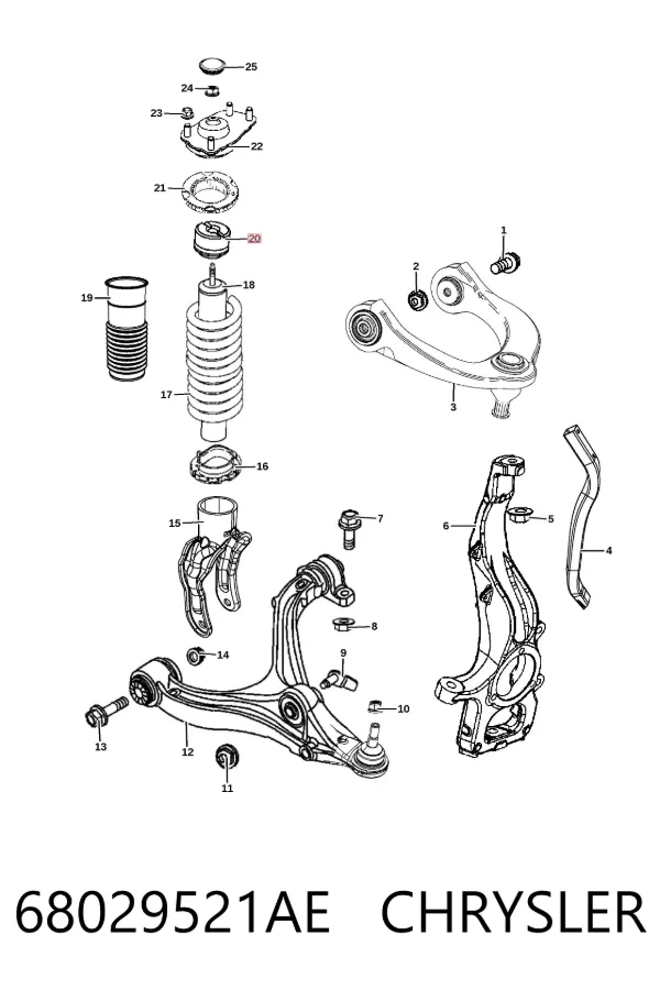 Poduszka amortyzatora przedniego 68029521AE Chrysler