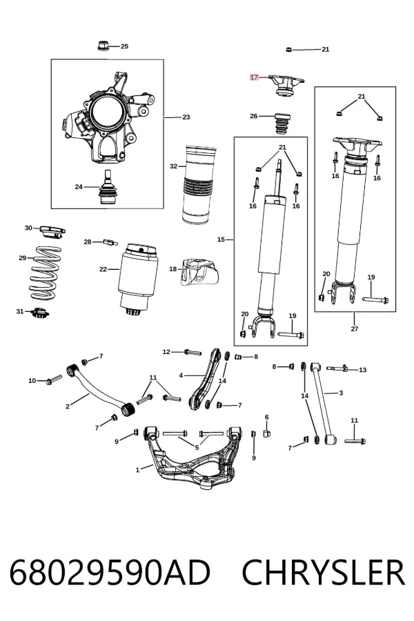 Poduszka amortyzatora tylnego 68029590AD Chrysler
