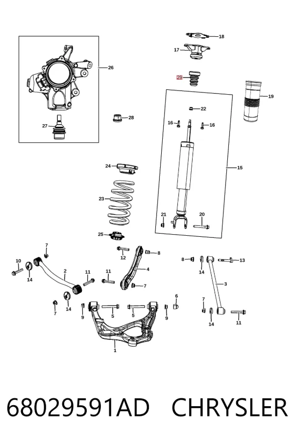 Poduszka amortyzatora tylnego 68029591AD Chrysler