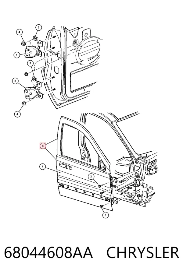 Drzwi przednie prawe 68044608AA Chrysler