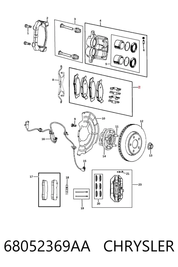 Klocki hamulcowe przednie tarczowe 68052369AA Chrysler